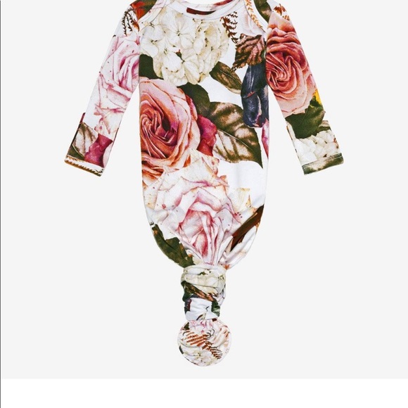 Posh Peanut Black Rose Knotted Gown: 0-3mos - Picture 5 of 8